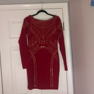 Red, Long sleeved dress